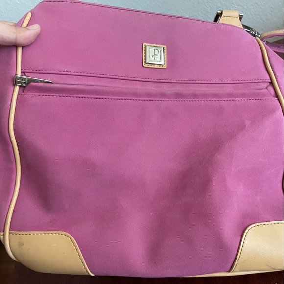 Diane Von Fustenberg DVF Lavander Rose Mauve Canvas Leather Trim Weekender Bag - Picture 4 of 16